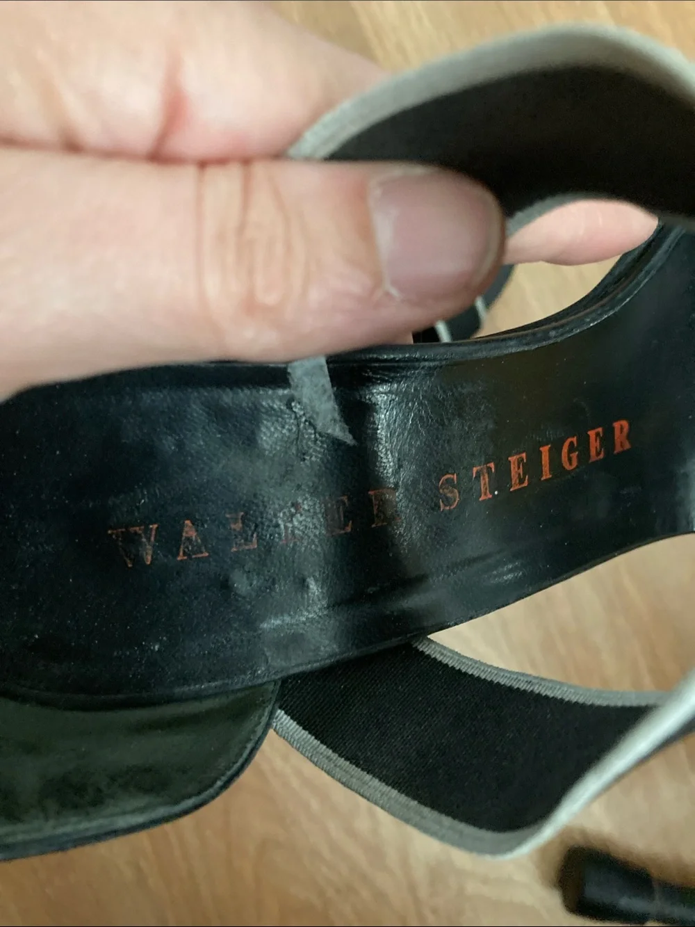 Walter Steiger Black Open-Toe Ankle Strap Heels Sz 10